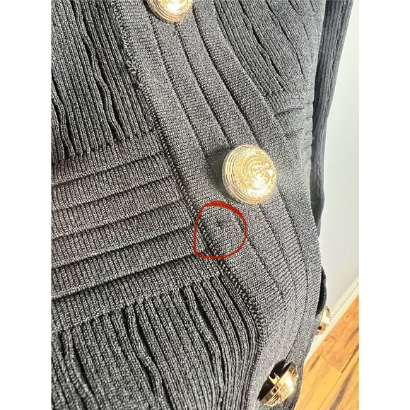 NWT Endless Rose V-Neck Long Sleeve Knit Mini Dress XS Black Gold Buttons Ribbed - Picture 9 of 11